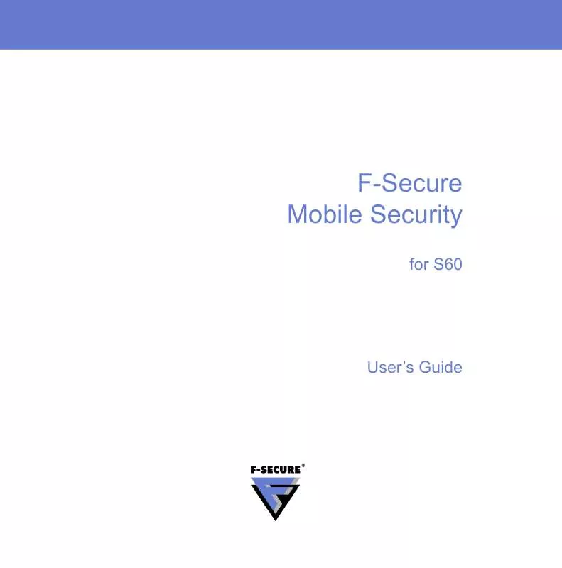 Mode d'emploi F-SECURE F-SECURE MOBILE SECURITY 3.1 FOR S60