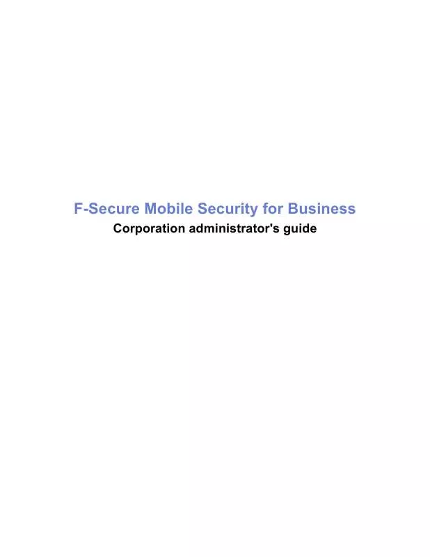 Mode d'emploi F-SECURE MOBILE SECURITY FOR BUSINESS