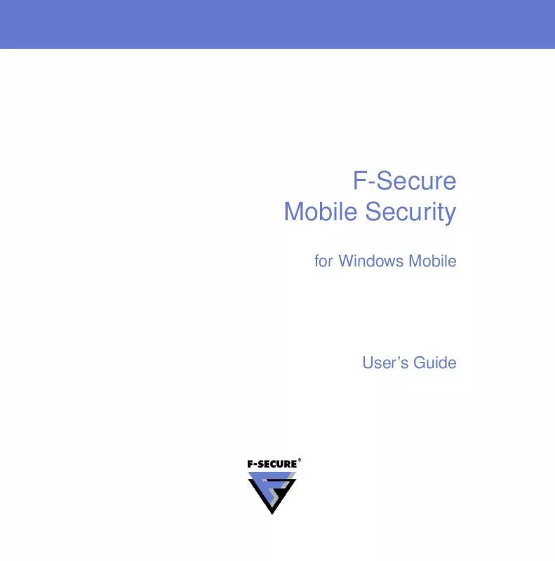 Mode d'emploi F-SECURE MOBILE SECURITY FOR WINDOWS MOBILE