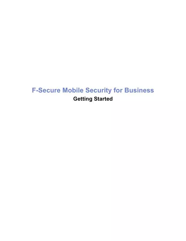 Mode d'emploi F-SECURE MOBILE SECURITY