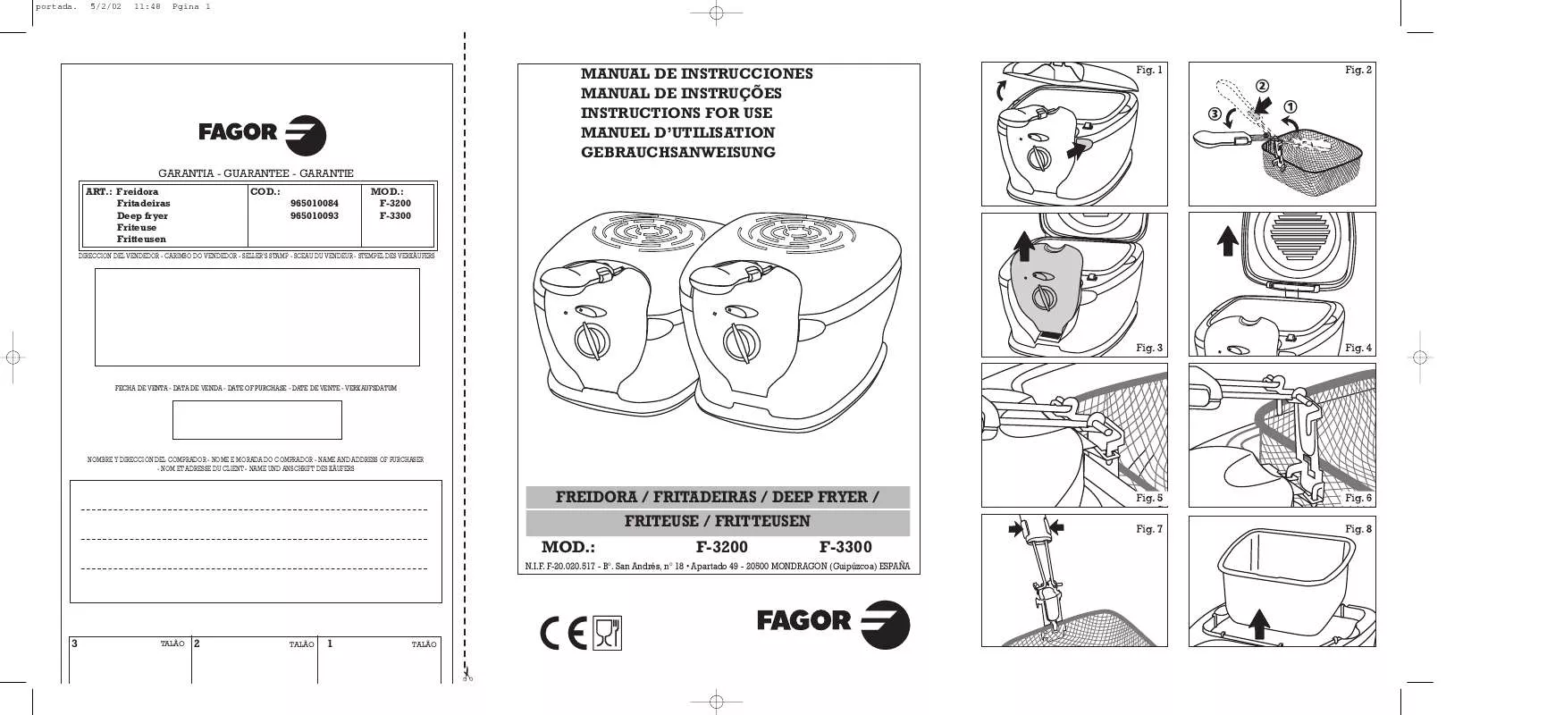 Mode d'emploi FAGOR F-3300F-3200