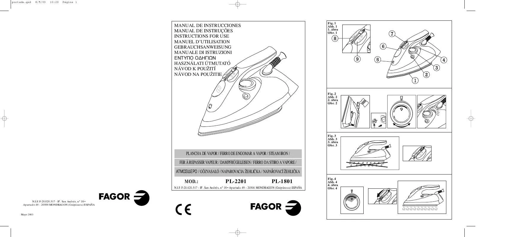 Mode d'emploi FAGOR PL2201-1801