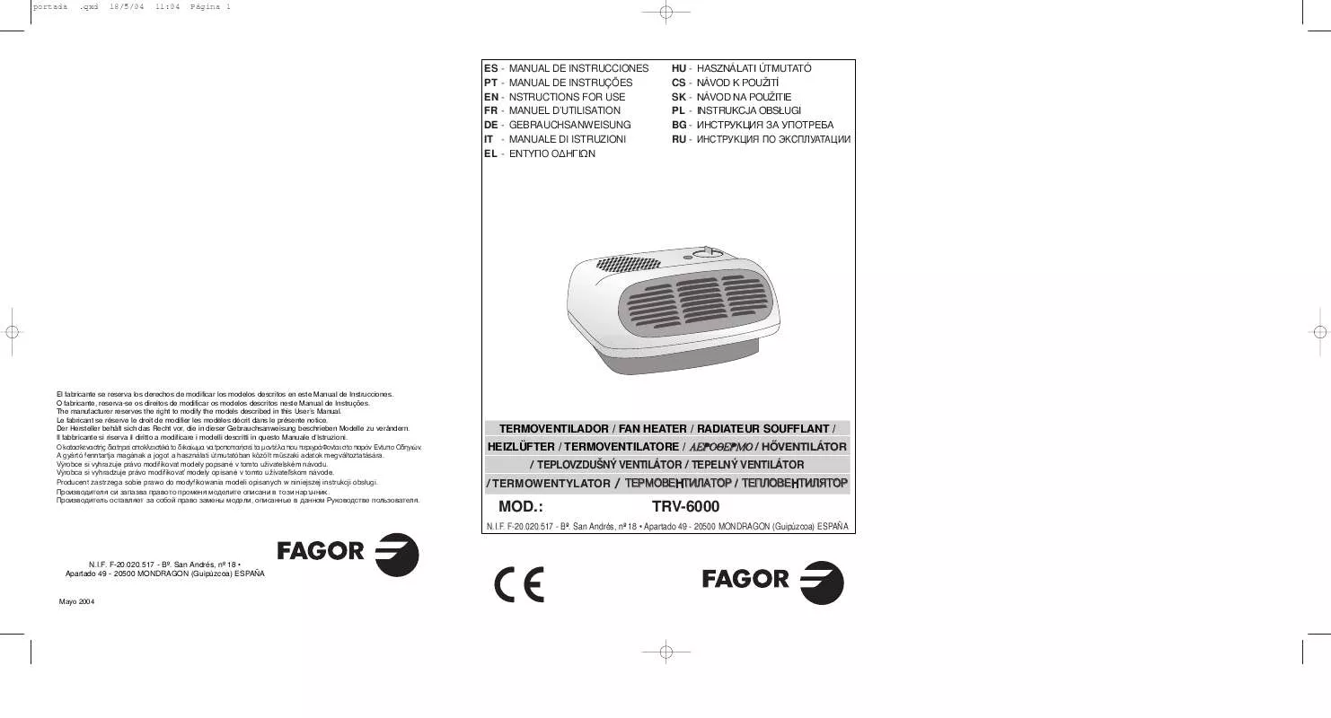 Mode d'emploi FAGOR TRV-6000