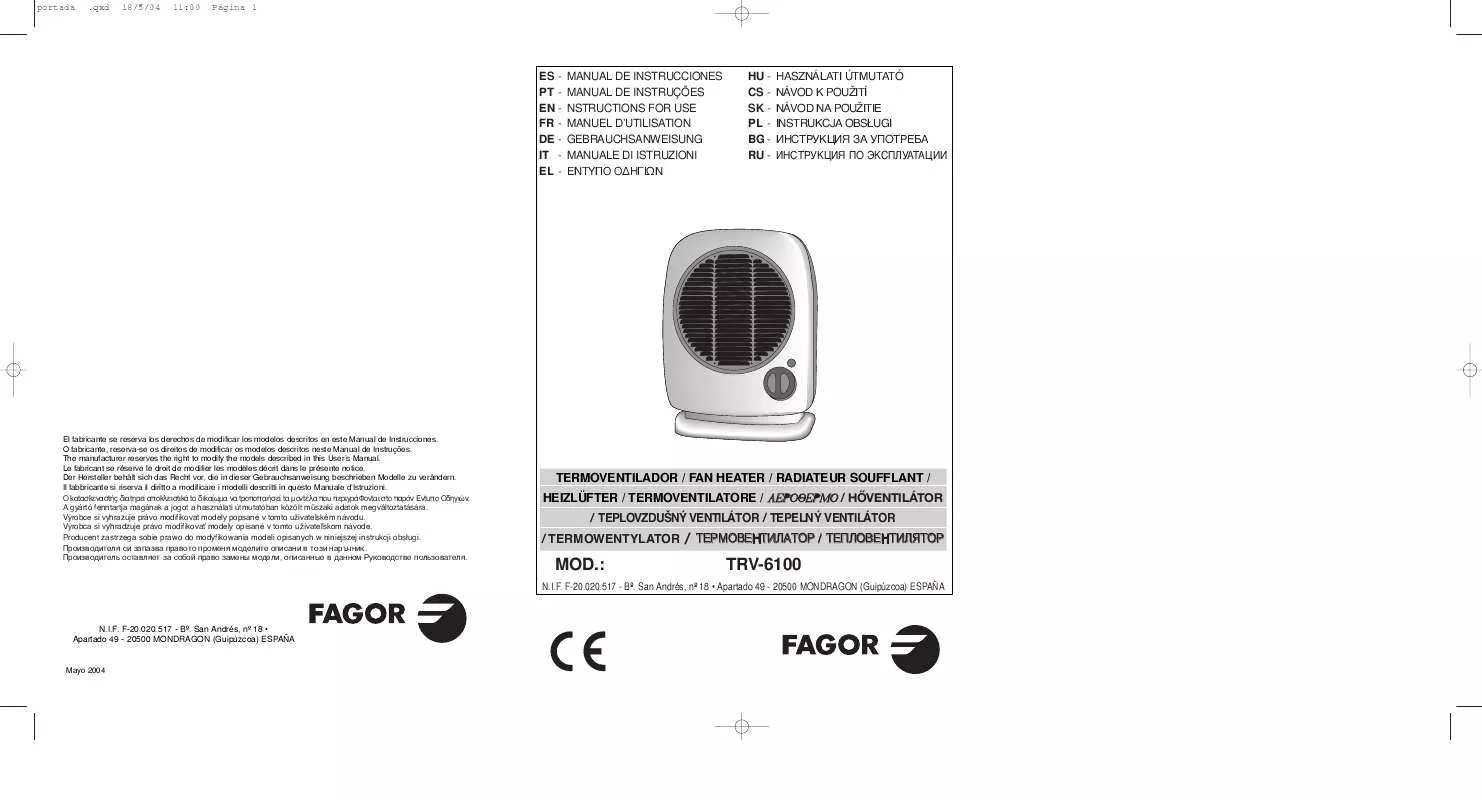 Mode d'emploi FAGOR TRV-6100