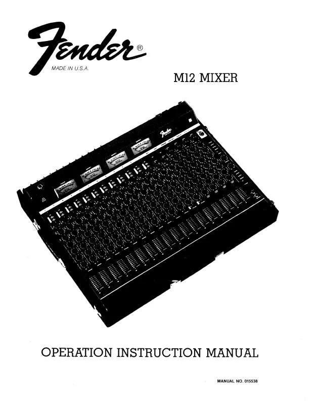 Mode d'emploi FENDER M12 MIXER