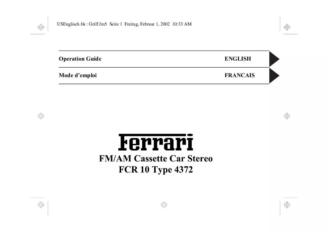 Mode d'emploi FERRARI FCR 10 TYPE 4372