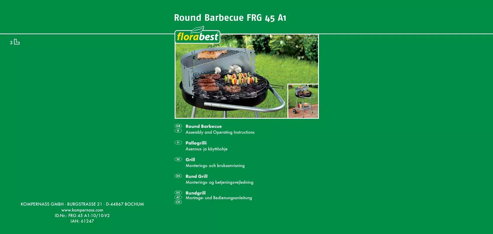 Mode d'emploi FLORABEST FRG 45 A1 ROUND BARBECUE