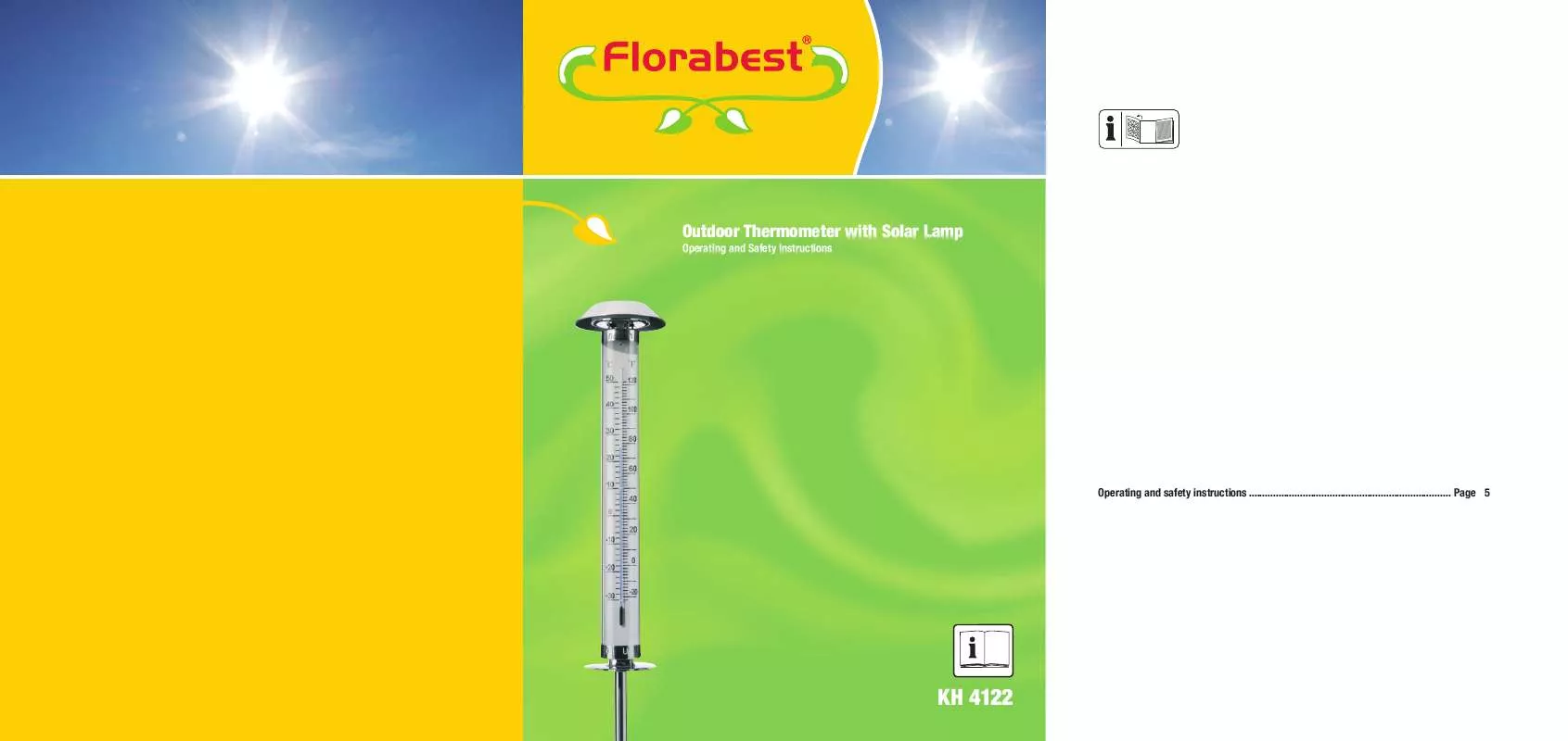 Mode d'emploi FLORABEST KH 4122 OUTDOOR THERMOMETER WITH SOLAR LAMP