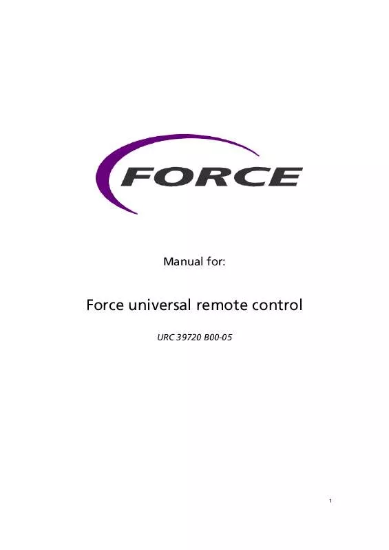 Mode d'emploi FORCE URC 39720 UNIVERSAL REMOTE CONTROL