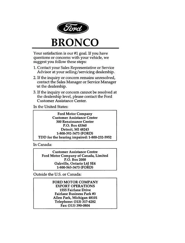 Mode d'emploi FORD BRONCO-1996