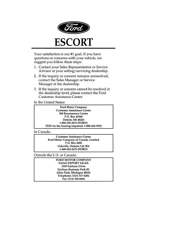 Mode d'emploi FORD ESCORT-1996