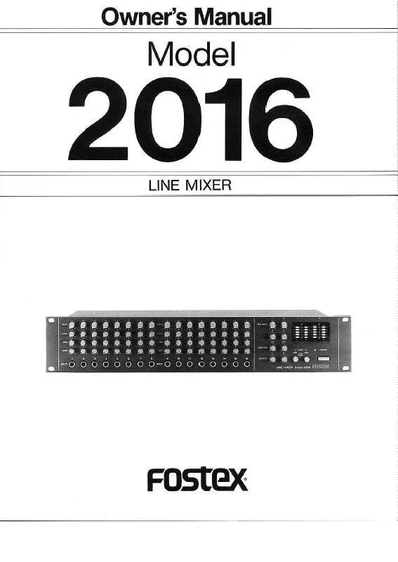 Mode d'emploi FOSTEX 2016