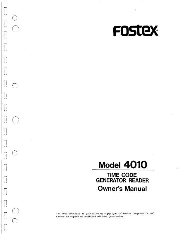 Mode d'emploi FOSTEX 4010