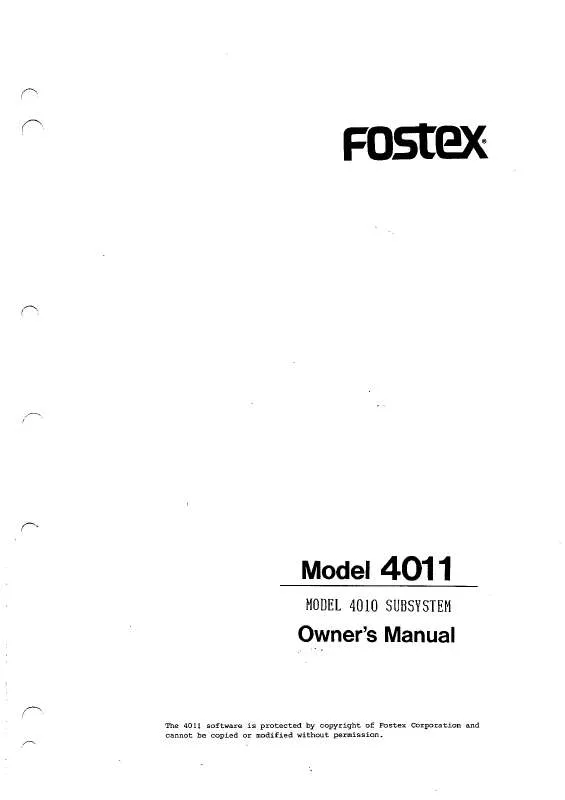 Mode d'emploi FOSTEX 4011