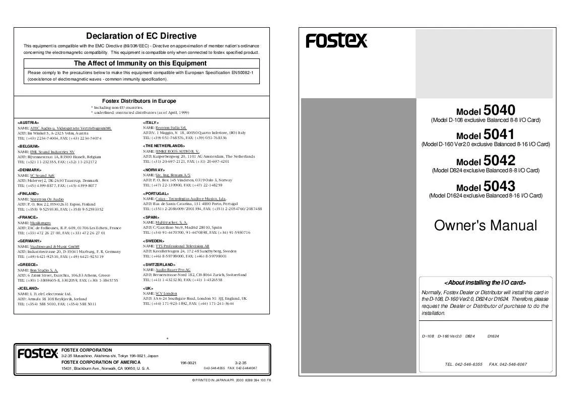 Mode d'emploi FOSTEX 5040