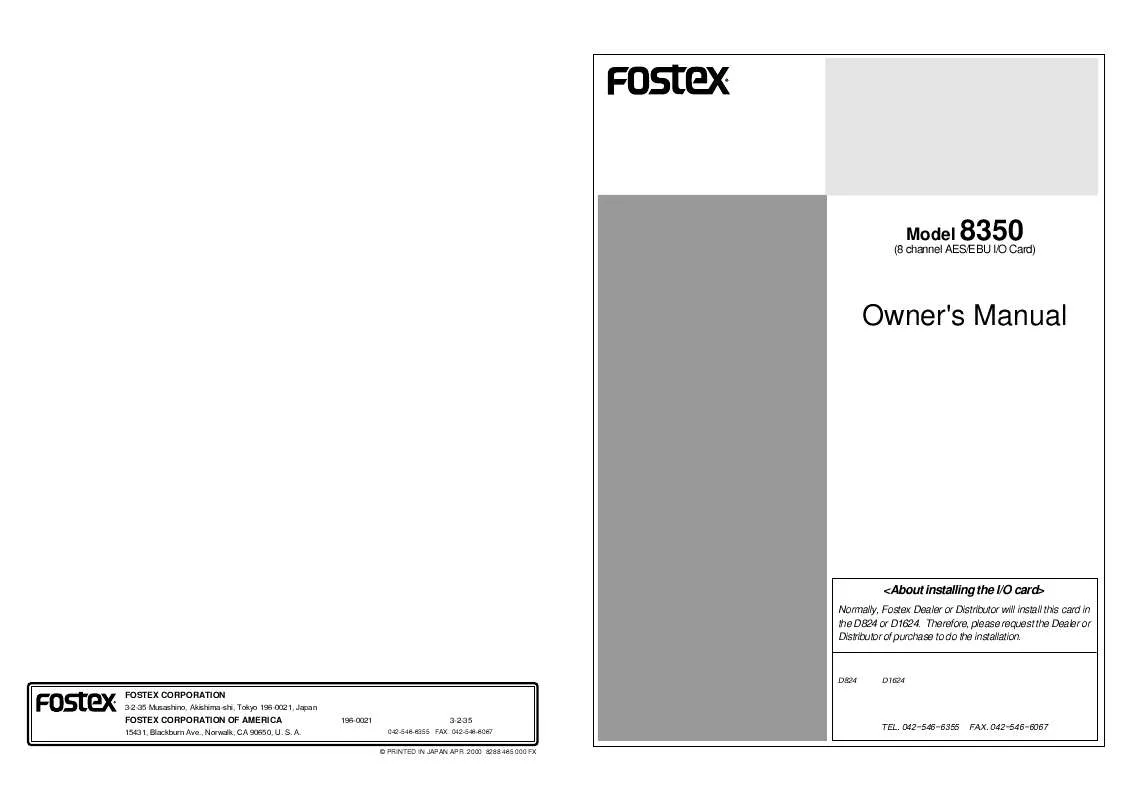 Mode d'emploi FOSTEX 8350