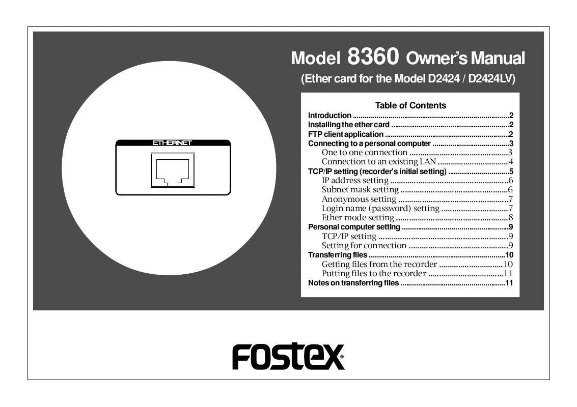 Mode d'emploi FOSTEX 8360