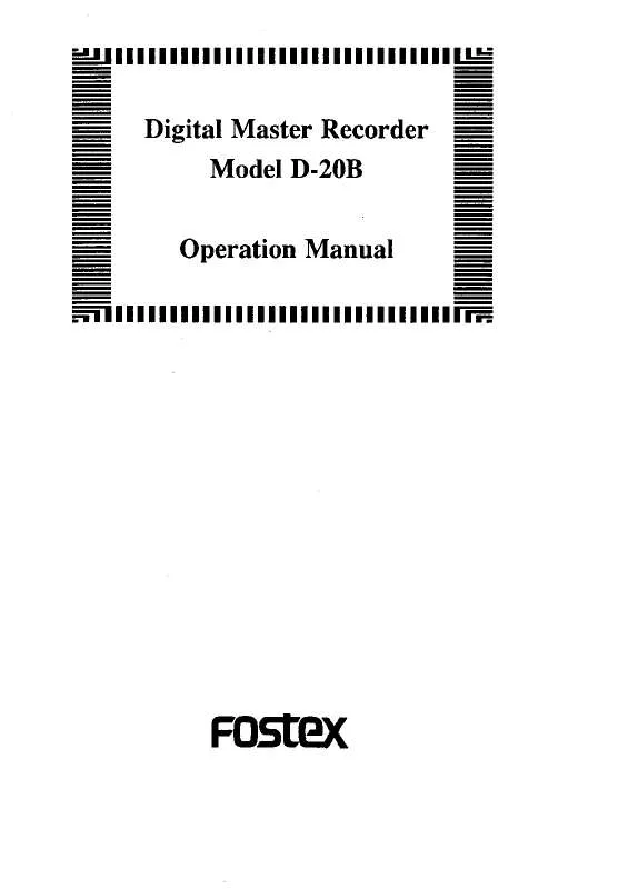 Mode d'emploi FOSTEX D-20B