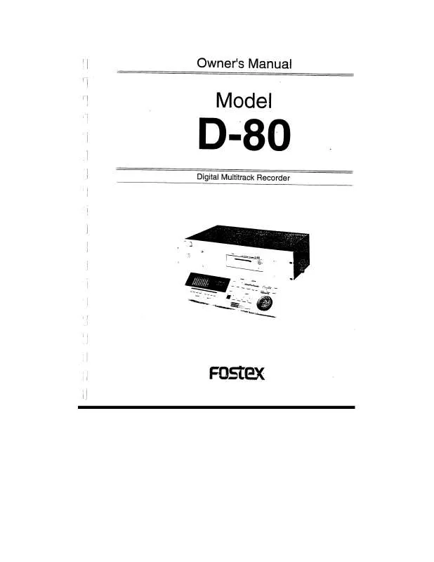 Mode d'emploi FOSTEX D-80
