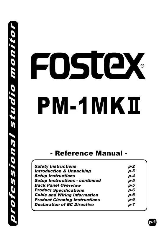 Mode d'emploi FOSTEX PM-1 MKII