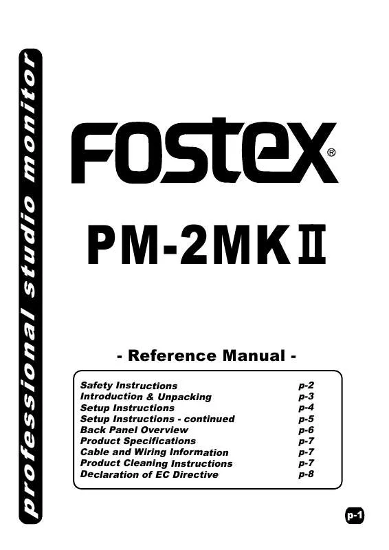 Mode d'emploi FOSTEX PM-2 MK2