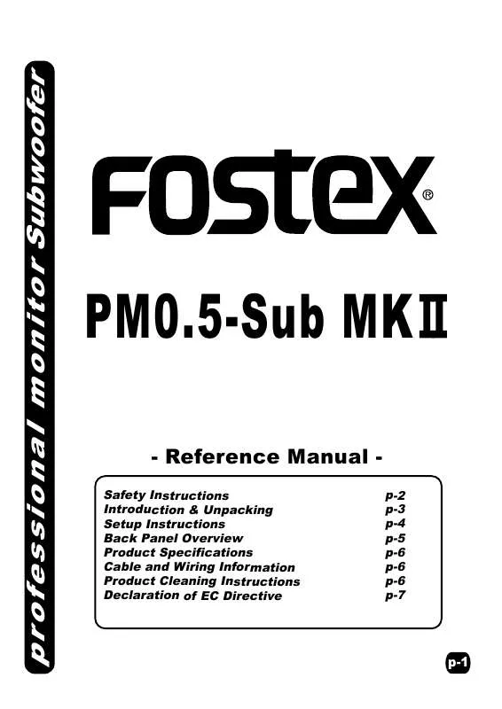 Mode d'emploi FOSTEX PM0.5 MK II SUB