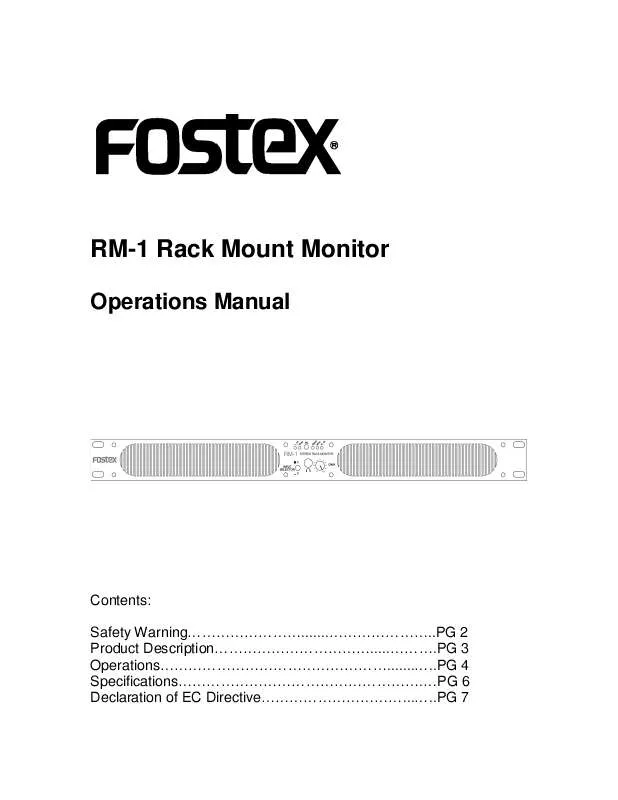 Mode d'emploi FOSTEX RM-1