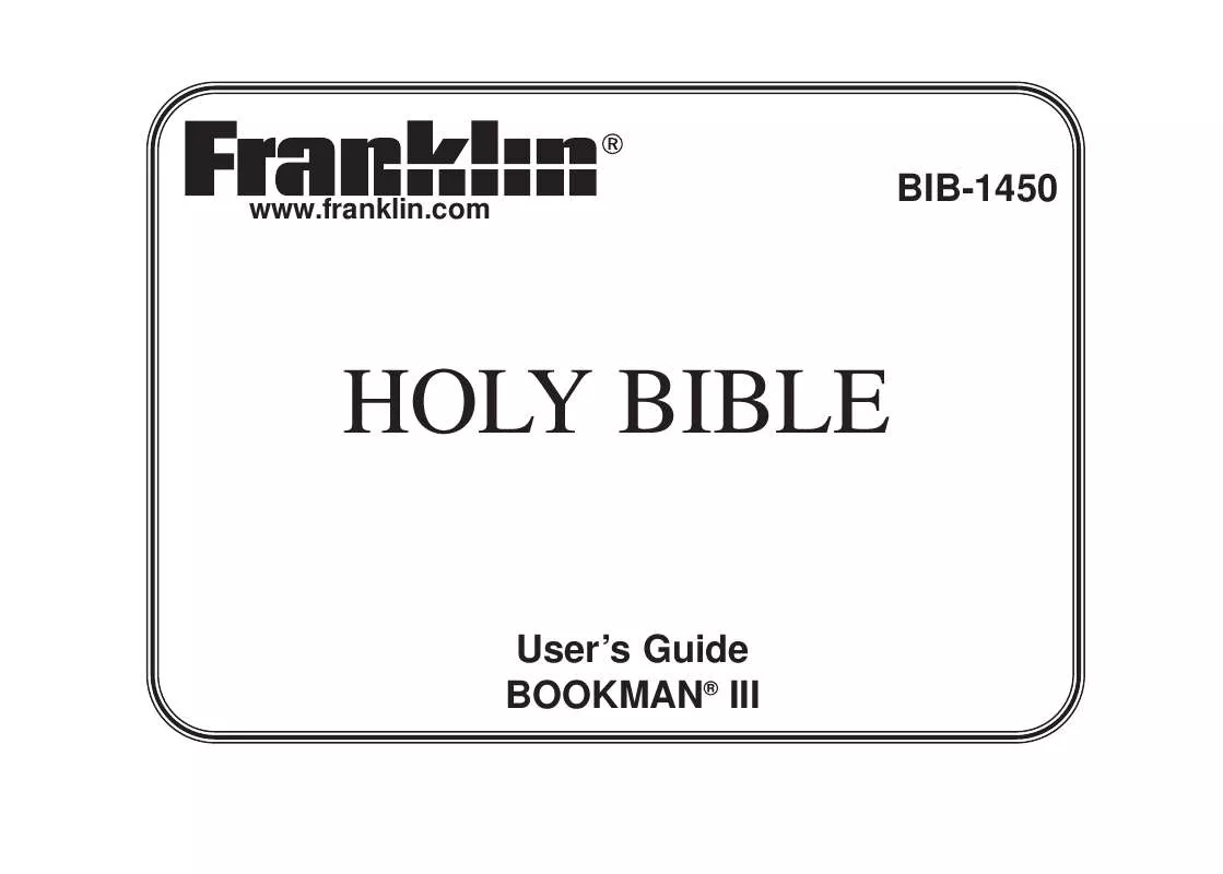 Mode d'emploi FRANKLIN BIB-1450