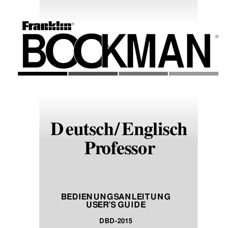 Mode d'emploi FRANKLIN DEUTSCH ENGLISCH PROFESSOR