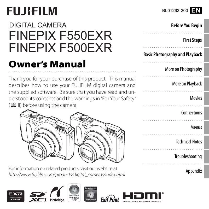 Mode d'emploi FUJIFILM FINEPIX F500EXR