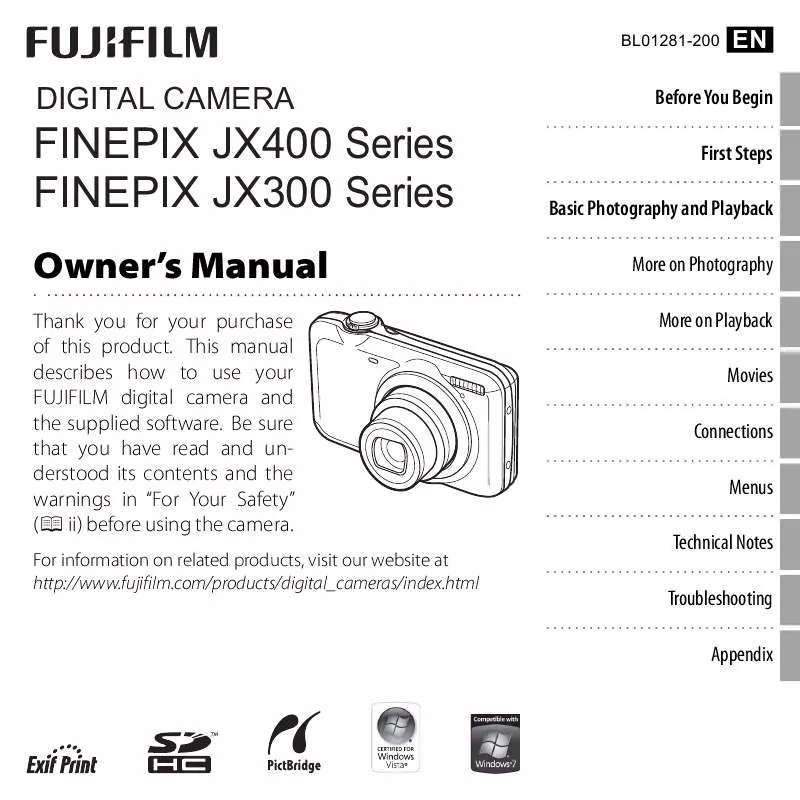 Mode d'emploi FUJIFILM FINEPIX JX400