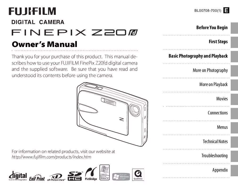 Mode d'emploi FUJIFILM FINEPIX Z20FD