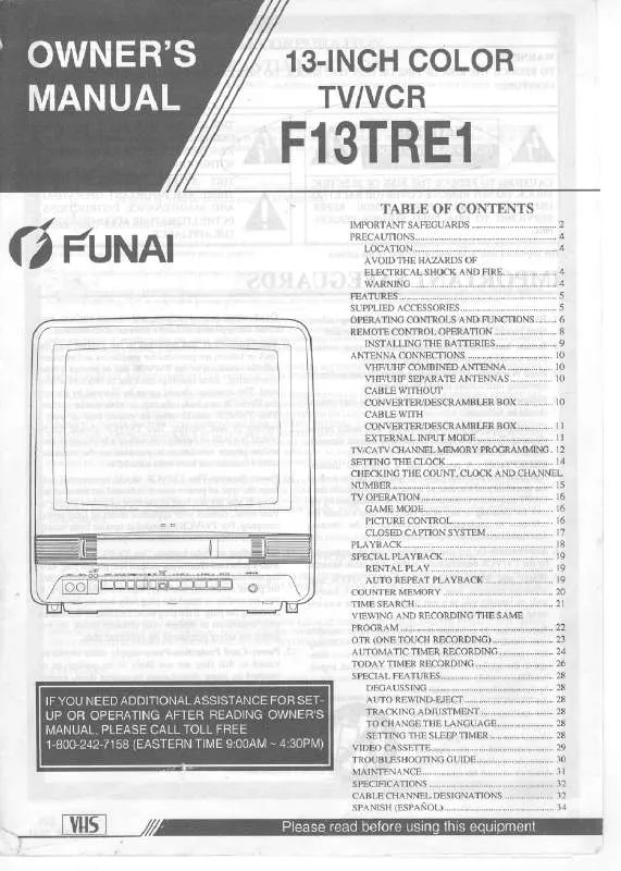 Mode d'emploi FUNAI F13TRE1