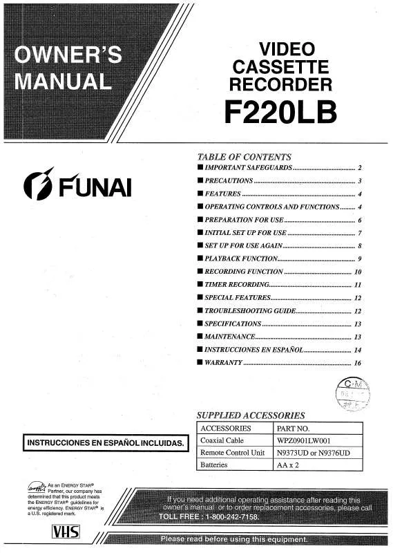 Mode d'emploi FUNAI F220LB