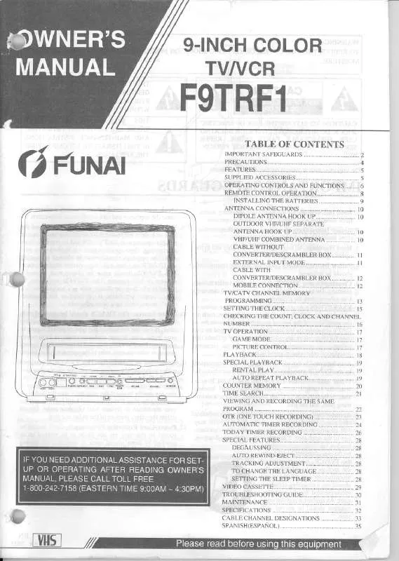 Mode d'emploi FUNAI F9TRF1