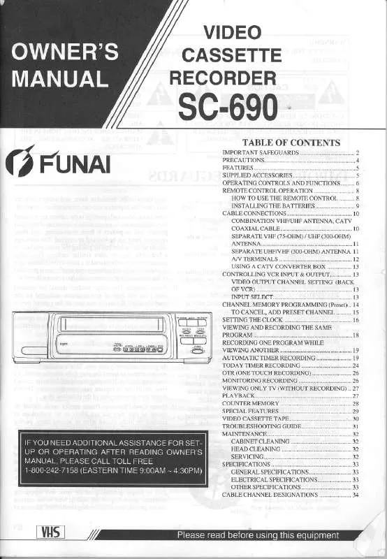 Mode d'emploi FUNAI SC-690