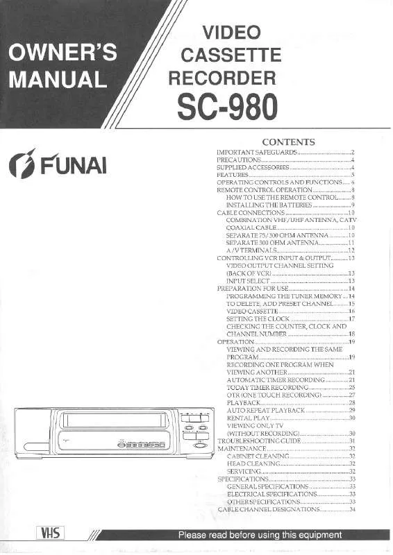 Mode d'emploi FUNAI SC-980