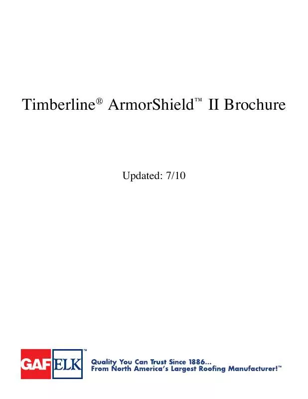 Mode d'emploi GAF TIMBERLINE ARMORSHIELD II