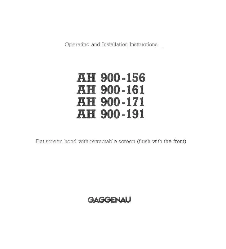 Mode d'emploi GAGGENAU AH 900-171