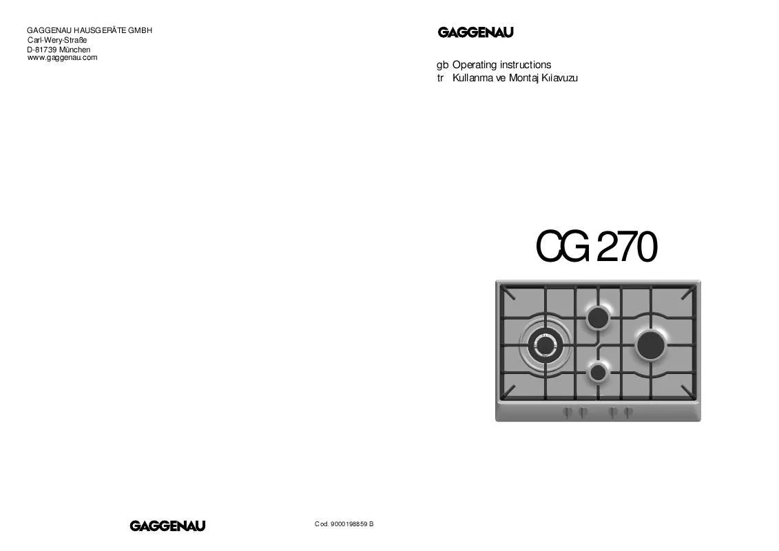 Mode d'emploi GAGGENAU CG270210TR