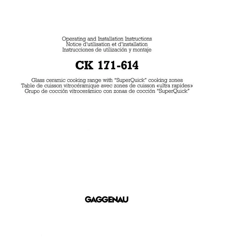 Mode d'emploi GAGGENAU CK171614