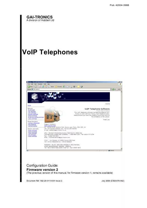Mode d'emploi GAI-TRONICS VOIP TELEPHONES