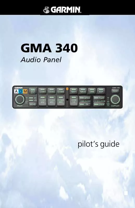 Mode d'emploi GARMIN GMA 340 AUDIO PANEL