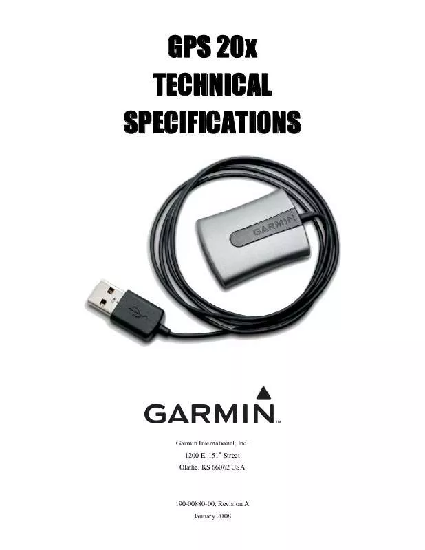 Mode d'emploi GARMIN GPS 20X
