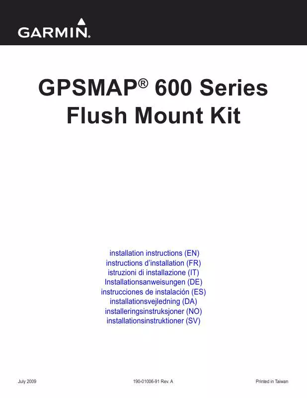 Mode d'emploi GARMIN GPSMAP 620 & 640 FLUSH MOUNT KIT