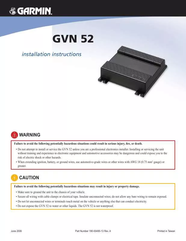 Mode d'emploi GARMIN GVN52