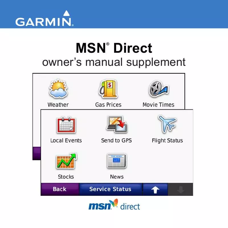 Mode d'emploi GARMIN MSN DIRECT RECEIVER / GDB 50