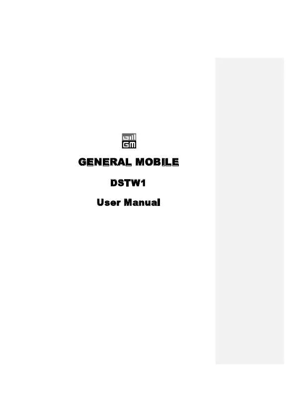 Mode d'emploi GENERAL MOBILE DSTW1