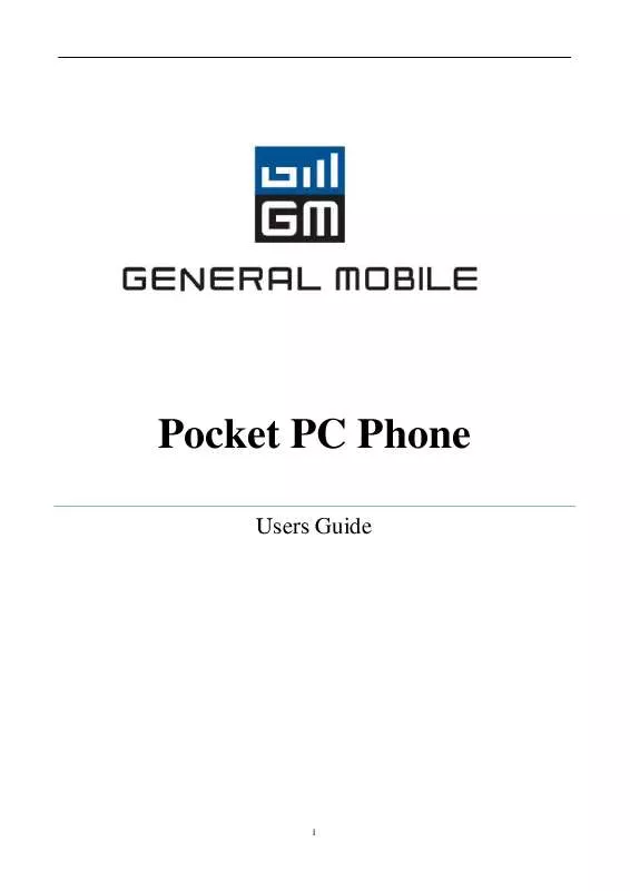Mode d'emploi GENERAL MOBILE POCKET PC PHONE
