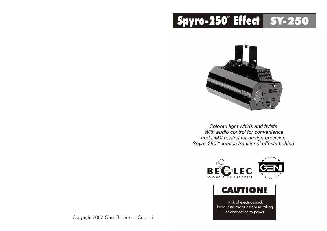 Mode d'emploi GENI ELECTRONICS SPYRO-250 EFFECT